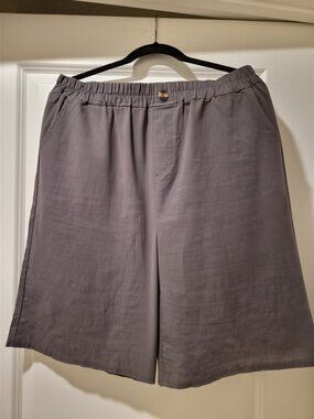 Gray Pull-On Bermuda Shorts Elastic Waist Casual Summer Shorts